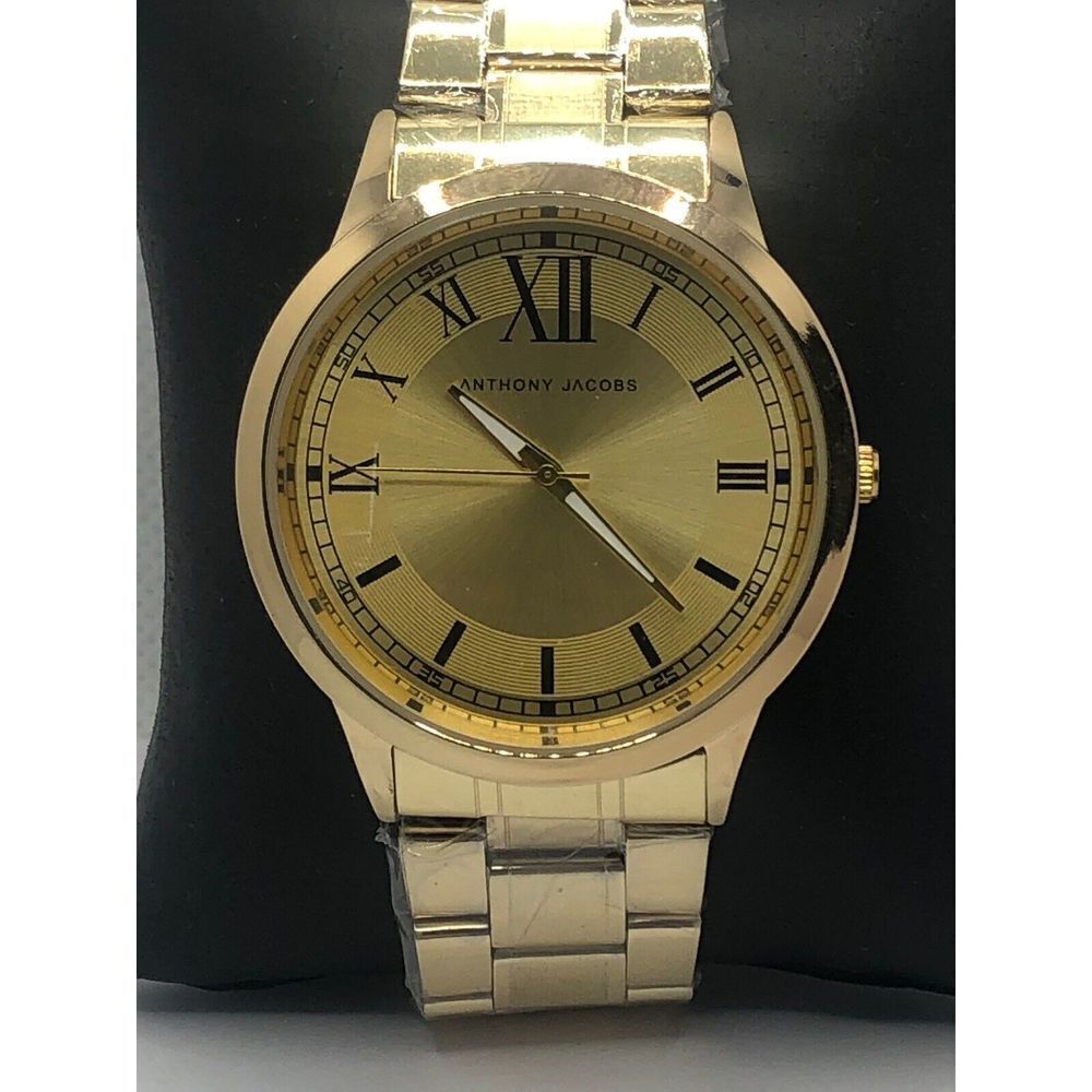 Anthony Jacobs Unisex Stainless Steel Analog Gold Dial Quartz Genuine Watch OP14